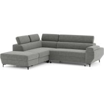 Canapé D'angle Convertible - 3 Places - Miky - Tissu Gris Anthracite - Coffre Et Tetieres - 262 X 235 X 96 Cm -