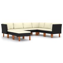 Salon De Jardin 8 Pcs Avec Coussins Résine Tressée Noir 50