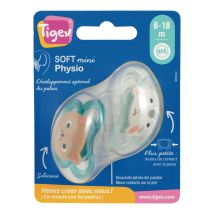 Sucettes Physiologique Silicone 6 à 18 Mois Tigex