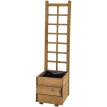 Bac À Fleurs Carré Avec Treillis Droit En Sapin - 32 X 32 X H 120 Cm