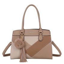 Sac À Main Pour Femme Cléo Effet Grainé Avec Pompon Décoratif Et Bandoulière Taupe Gallantry