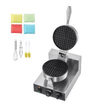 Succebuy Gaufrier Commercial 1230w, Appareil Gaufre Ronde Inox Antiadhésive, Contrôle Temperature/temps.