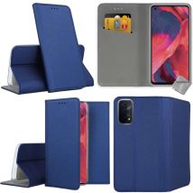 Housse Etui Coque Pochette Portefeuille Pour Oppo A54 5g / A74 5g + Verre Trempe - Bleu Magnet