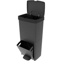Poubelle De Cuisine Tri Sélectif 70l - Picea - Double Compartiment Vertical - Gris -