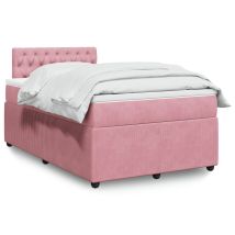 Sommier À Lattes De Lit Avec Matelas Lit Simple Lit Adulte Rose 120x200 Cm Velours