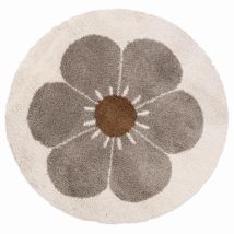 Tapis Enfant Bohemian Daisy Rond Taupe Par Nattiot - Ø 120 Cm