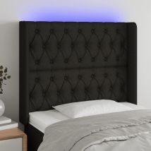 Tête De Lit À Led Noir 93x16x118/128 Cm Tissu Vidaxl