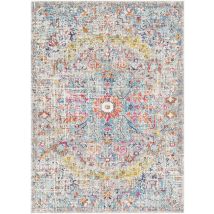 Inaya - Tapis Vintage Multicolore, Gris, Safran Et Bleu - 120x170cm