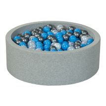 Piscine À Balles Aire De Jeu + 450 Balles Perle, Argent, Bleu Clair