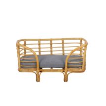 Panier Rectangulaire Selene Pour Chien Et Chat En Rotin Coussin Coloris Gris