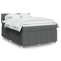 Sommier À Lattes De Lit Avec Matelas Lit Double Lit Adulte Gris Foncé 160x200cm Tissu