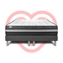 Ensemble Matelas 200x200 Cm Mousse Polyuréthane À Mémoire De Forme Sommier Gris