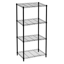 Étagère De Rangement À 4 Niveaux Aéré Catterhouse Klaus 120 - 56x35x120 Cm Charge Lourde 140 Kg Cadre En Acier Noir