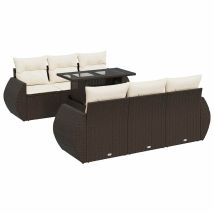 Salon De Jardin Avec Coussins 7 Pcs Marron Résine Tressée