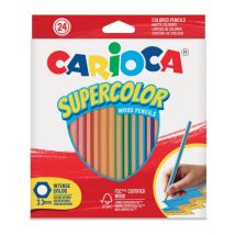 Carioca Supercolor Lot De 24 Crayons En Bois - Corps Hexagonal - Couleurs Intenses Et Grande Opacit