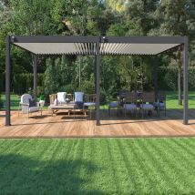Pergola Bioclimatique - Ombréa - Autoportante - 4x8m - Anthracite Blanc - Vs - 400x800x258 Cm