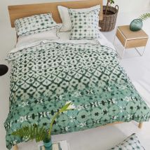 Housse De Couette Imprimée En Percale De Coton, Karaoshi Celadon - 260 X 240 Cm - Vert Moyen