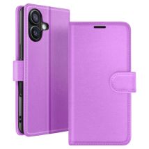 Étui Portefeuille Pour Iphone 16 Plus Support Et Languette Magnétique Violet Zanaé