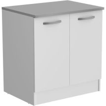 Meuble Bas Cuisine - 2 Portes - Blanc - L 80 X P 60 X H 86 Cm