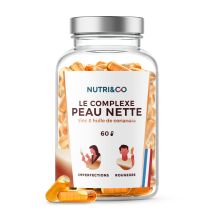 Complexe Peau Nette - Imperfections Acné Antioxydant - Zinc Huile De Chia Et Coriandre Brevetée - 60 Gélules Nutri&Co
