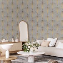 Papier Peint - Linear Pattern With Gold 150x105