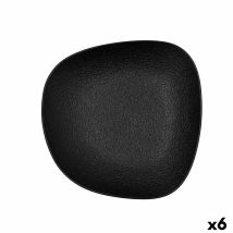 Assiette Creuse Bidasoa Fosil Noir Céramique Carré 21,9 X 21,7 X 4,8 Cm (6 Unités)