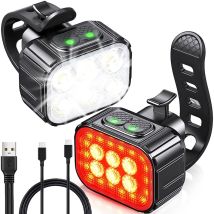 Lampe Led Vélo Arrière Avant Set Usb Pour Guidon Vélo Batterie Rechargeable