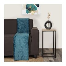 Plaid En Flanelle À Motif Reliefé Géométrique, Bleu Canard, 130x170cm, Polyester - Atout Ciel