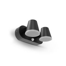 Applique Murale Double Led Orientable - 20w - Noir - Détecteur Ir - 3000k Blanc Chaud - Ip54