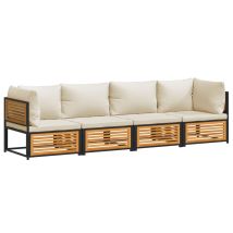 Salon De Jardin Avec Coussins 4 Pcs Bois D'acacia Massif