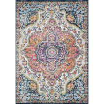 Julia - Tapis Vintage Multicolore, Rose, Safran Et Bleu - 120x170cm