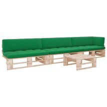 Salon De Jardin Palette 4pcs Avec Coussins Bois De Pin Imprégné 3