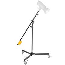 Walimex Pro Trépied Girafe Sur Roulettes 130-390 Cm, Charge Max. 3-6 Kg, Contrepoids 4,4 Kg, Bras Pivotant, Roulettes...