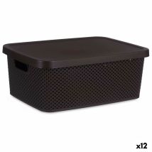Boîte De Rangement Avec Couvercle Marron Plastique 13 L 28 X 15 X 39 Cm (12 Unités)