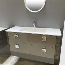 Meuble De Salle De Bain Suspendu Madison 120 Cm Gris Avec Plan Vasque 2 Tiroirs - Rangement Moderne Design