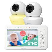 Moniteur Hd Vidéo Pour Bébé - Babyphone Avec Écran Divisé 5“ Et 2 Caméras 720p, Conversation Audio Bidirectionnel