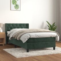 Sommier À Lattes De Lit Et Matelas Lit Simple Lit Adulte Vert Foncé 80x200 Cm Velours
