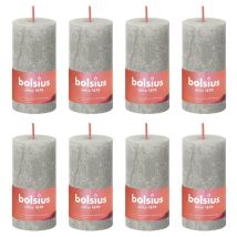 Bougies Pilier Rustiques Shine 8 Pcs 100x50 Mm Gris Sableux Bolsius