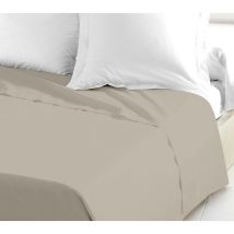 Drap Plat - 100% Coton - 240 X 300 Cm - Beige Clair
