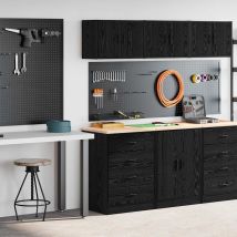 Armoires De Garage 2 Pcs Noir Bois D'ingénierie Vidaxl