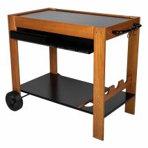 Desserte à Plancha Extérieur Bois Sur Chariot (support Plancha) Perla Somagic