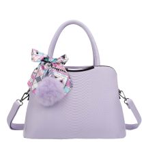 Sac À Main Pour Femme Effet Serpent Avec Foulard Et Pompon Décoratif Lavande Gallantry
