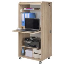 Armoire Informatique Mobile Chêne 2 Tiroirs 5 Niches L 65.2 H 139.9 P 53.1 Cm - Chên