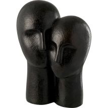 Sculpture Tête Couple En Résine Noire Élégance Moderne