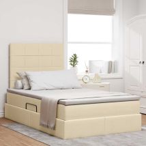 Lit De Rangement Led Avec Matelas Crème 120 X 190 Cm Tissu Vidaxl