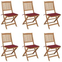 Chaises Pliables De Jardin Lot De 6 Avec Coussins Bois D'acacia Vidaxl