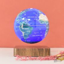 Globe Terre Lumineux En Lévitation Gm Sur Base Bois Geolite