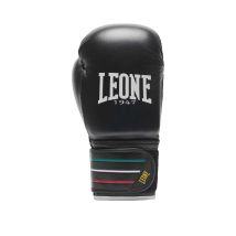 Gants De Boxe Professionnel Leone Noir Avec Détails En Caoutchouc Et Drapeau Italien