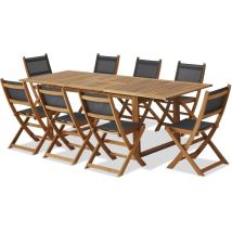 Ensemble Repas De Jardin - Table Extensible + 8 Chaises - Bois D'acacia - 8 Places - Levata -