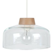 Lustre Bois Dôme Nature Transparent D28 Cm